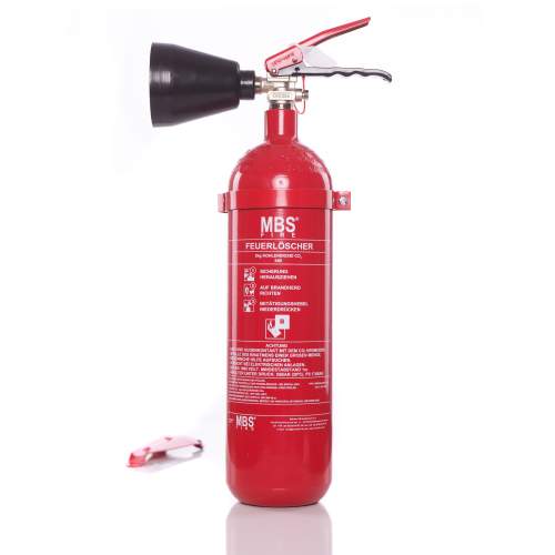 MBS-FIRE (MBK) 2kg CO2 Kohlendioxid Feuerlöscher inkl. Halterung & Plakette